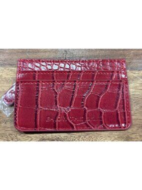 B-low The Belt Croc-Embossed Red Card Holder Wallet Zippered Pocket And Key Ring